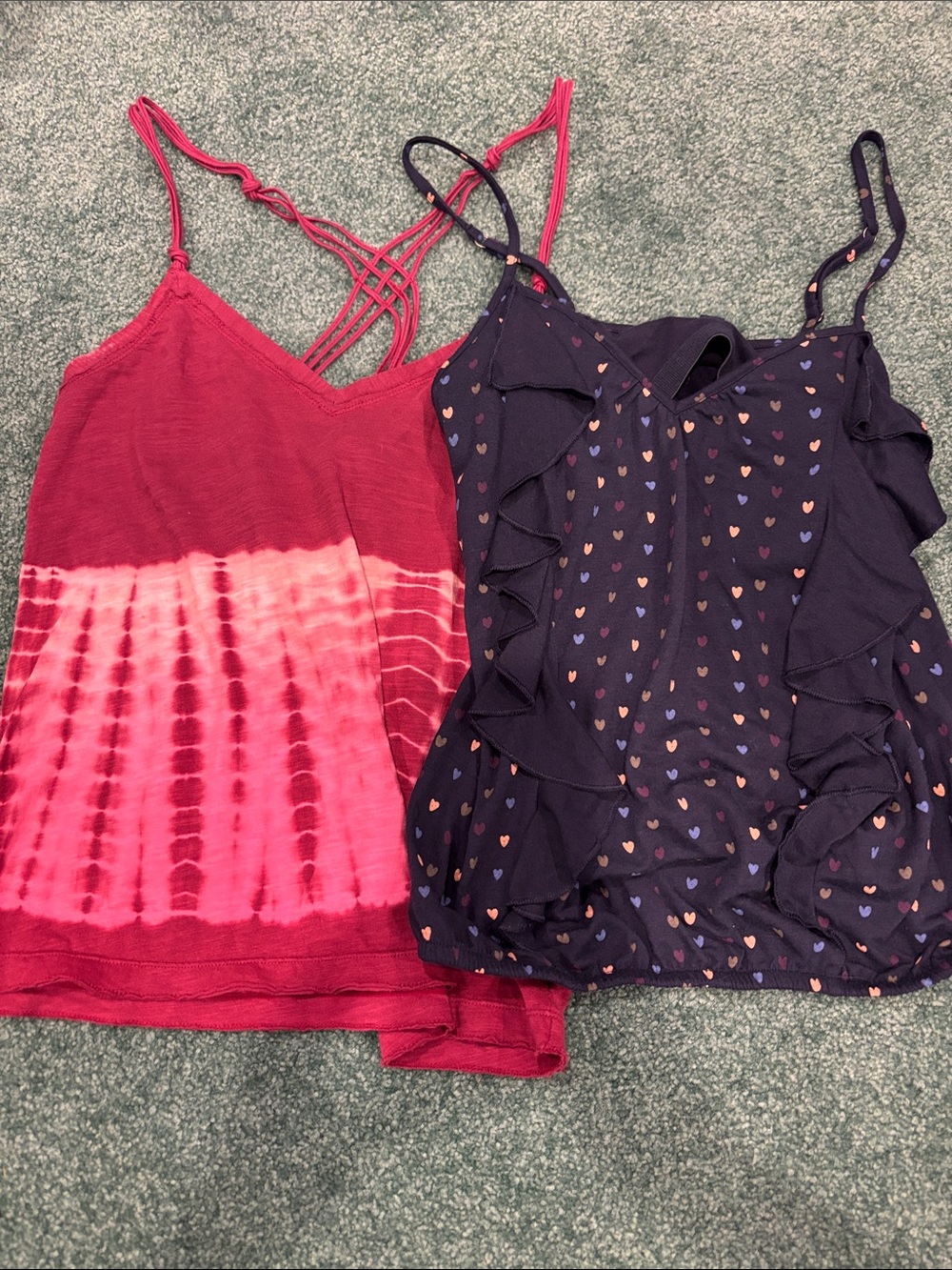 American Eagle XS Cami Bundle Tie Dye & Heart Print Shelf Bra‎ Tank Tops